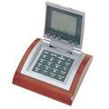 Digital Calendar, Clock, and Calculator w/Wooden Base